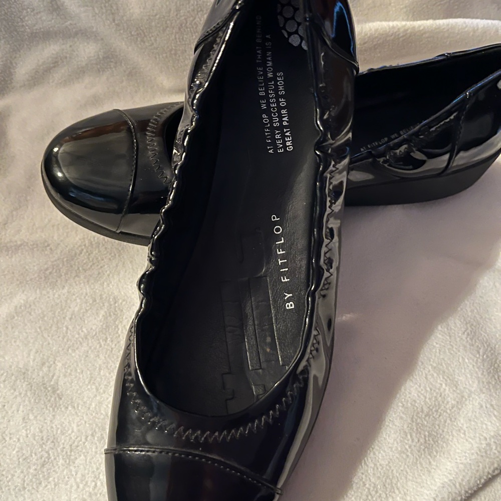 FitFlop Shiny Black Ballet Flats